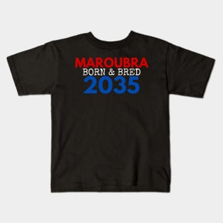 MAROUBRA BORN AND BRED 2035 EASTS COLOURS WHITE DESIGN Kids T-Shirt